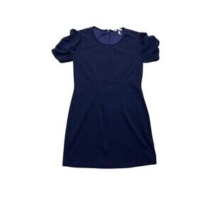 Elegant Navy Blue Short-Sleeve Dress